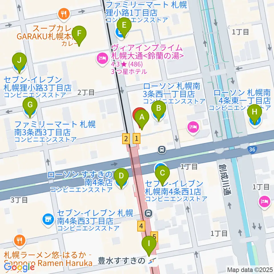 パワースレイブスタジオ周辺のコンビニエンスストア一覧地図