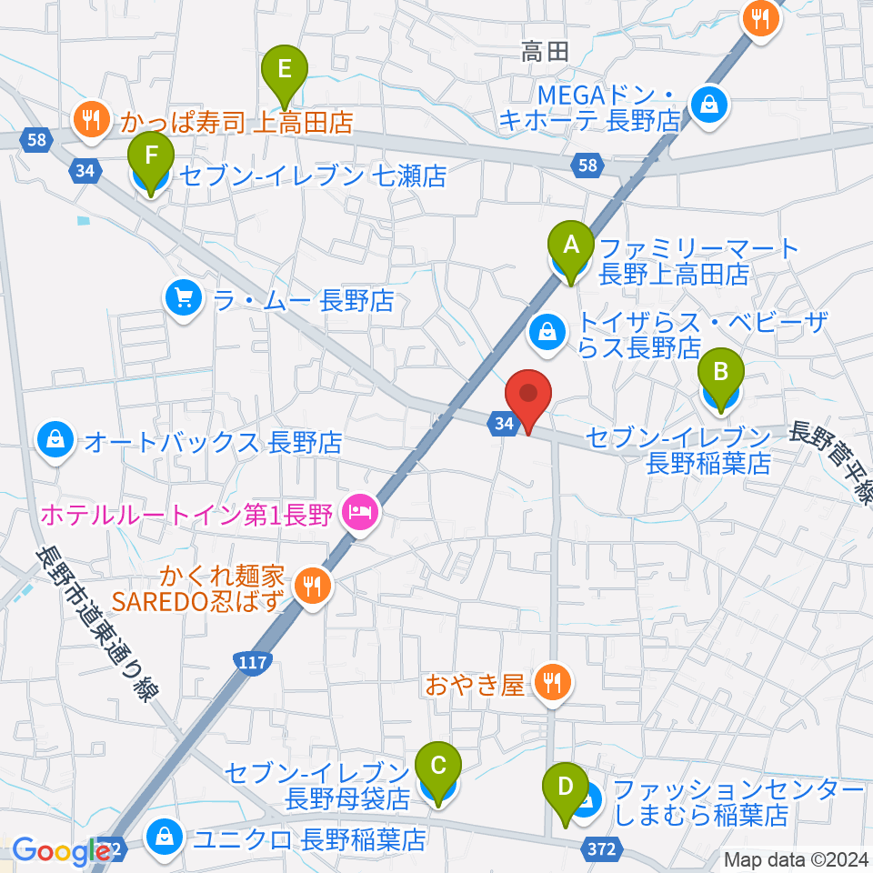 サンピアン長野店周辺のコンビニエンスストア一覧地図