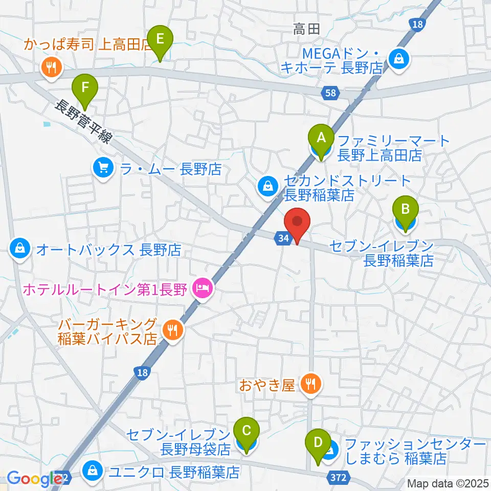 サンピアン長野店周辺のコンビニエンスストア一覧地図