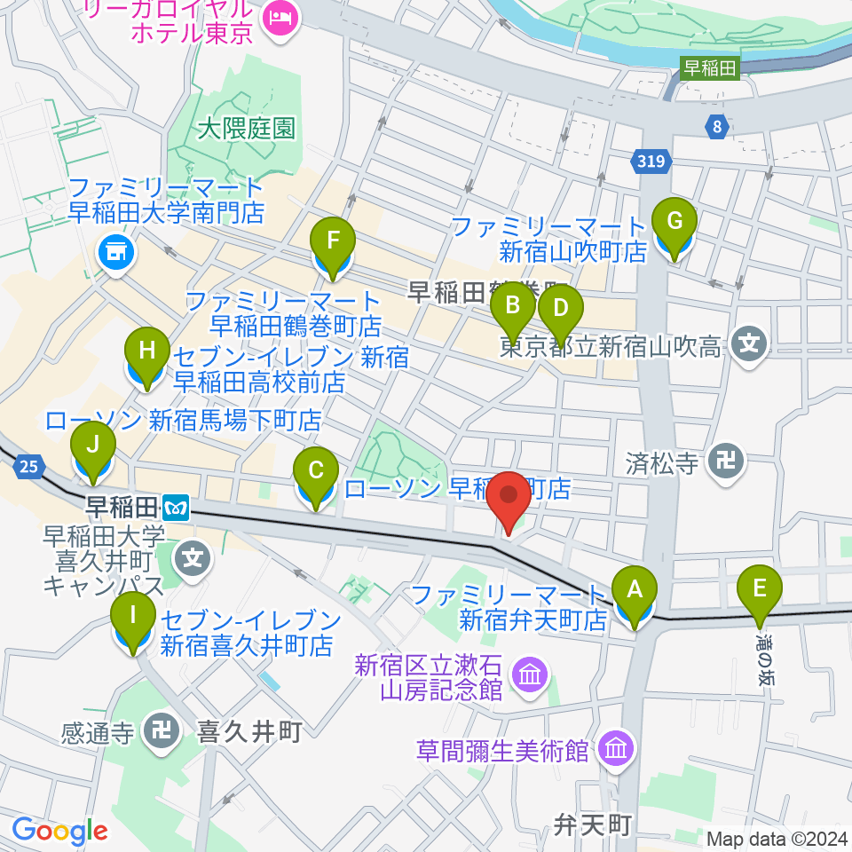 ヨシオ弦楽器周辺のコンビニエンスストア一覧地図