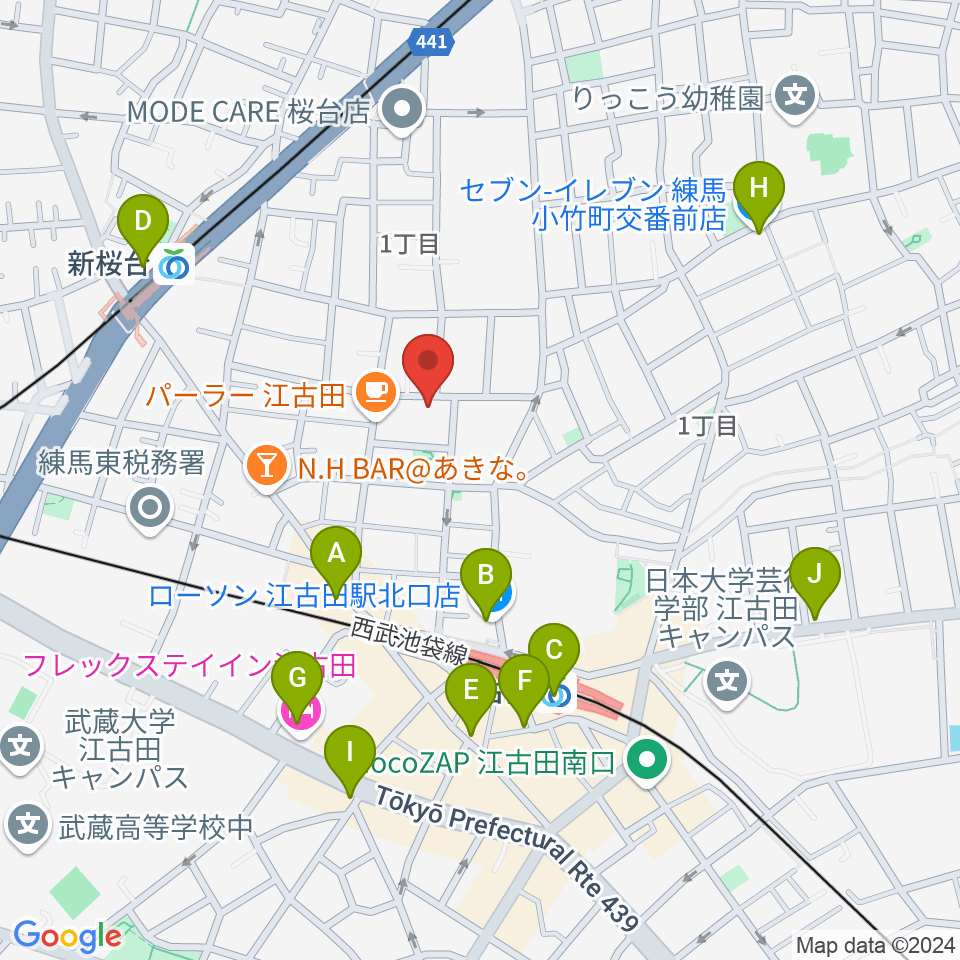 北里楽器フェルマータ周辺のコンビニエンスストア一覧地図