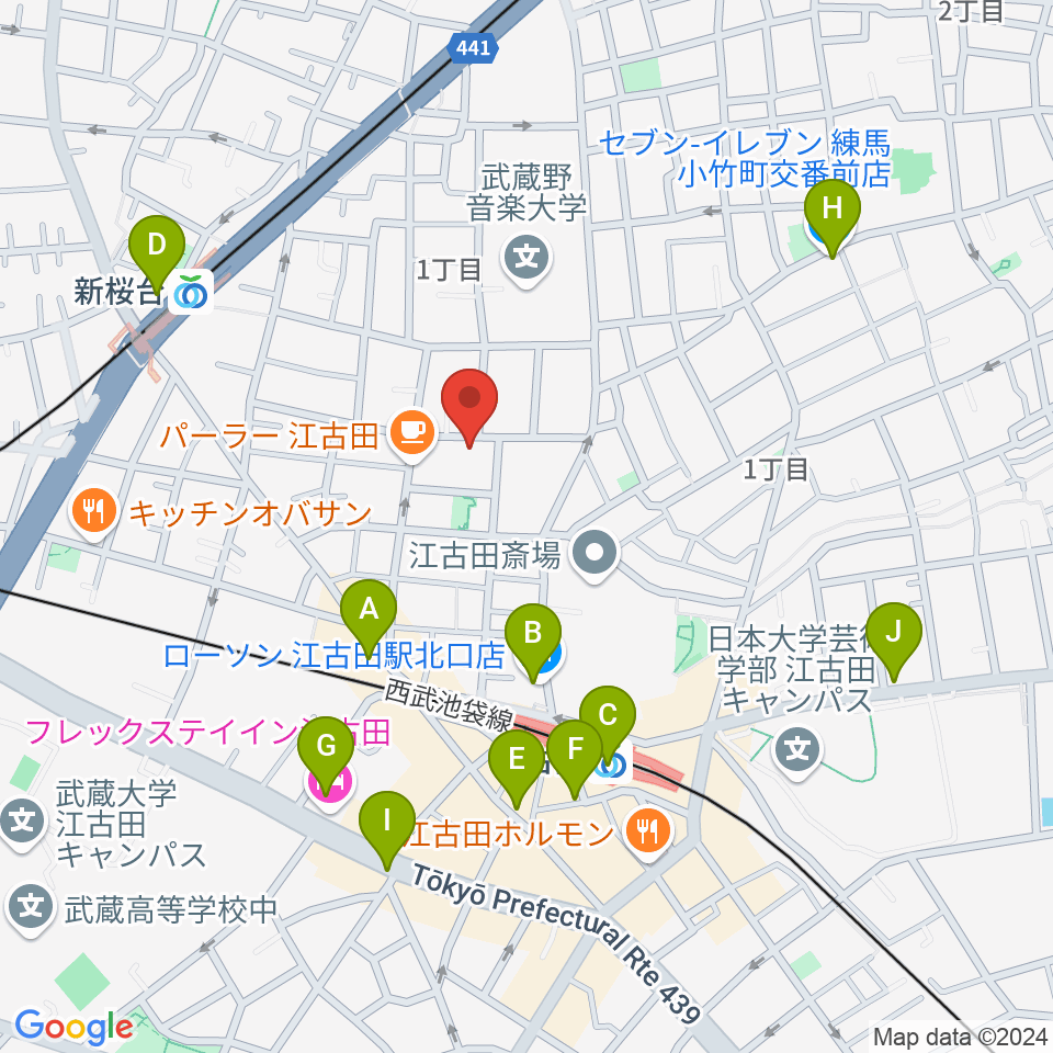 北里楽器フェルマータ周辺のコンビニエンスストア一覧地図