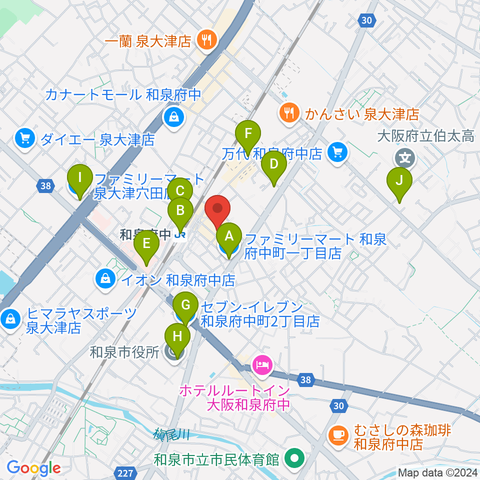 新日本ミュージック株式会社 和泉府中本店周辺のコンビニエンスストア一覧地図