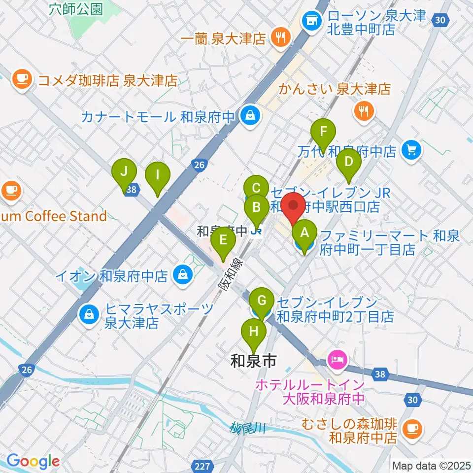 新日本ミュージック株式会社 和泉府中本店周辺のコンビニエンスストア一覧地図