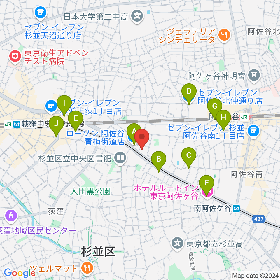 ボゴランマーケット周辺のコンビニエンスストア一覧地図