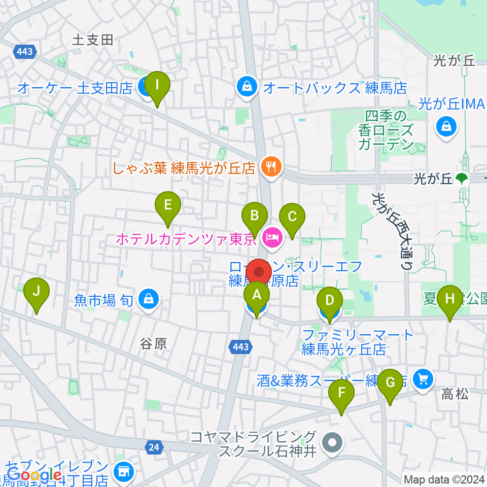 日本ピアノギャラリー新東京店周辺のコンビニエンスストア一覧地図