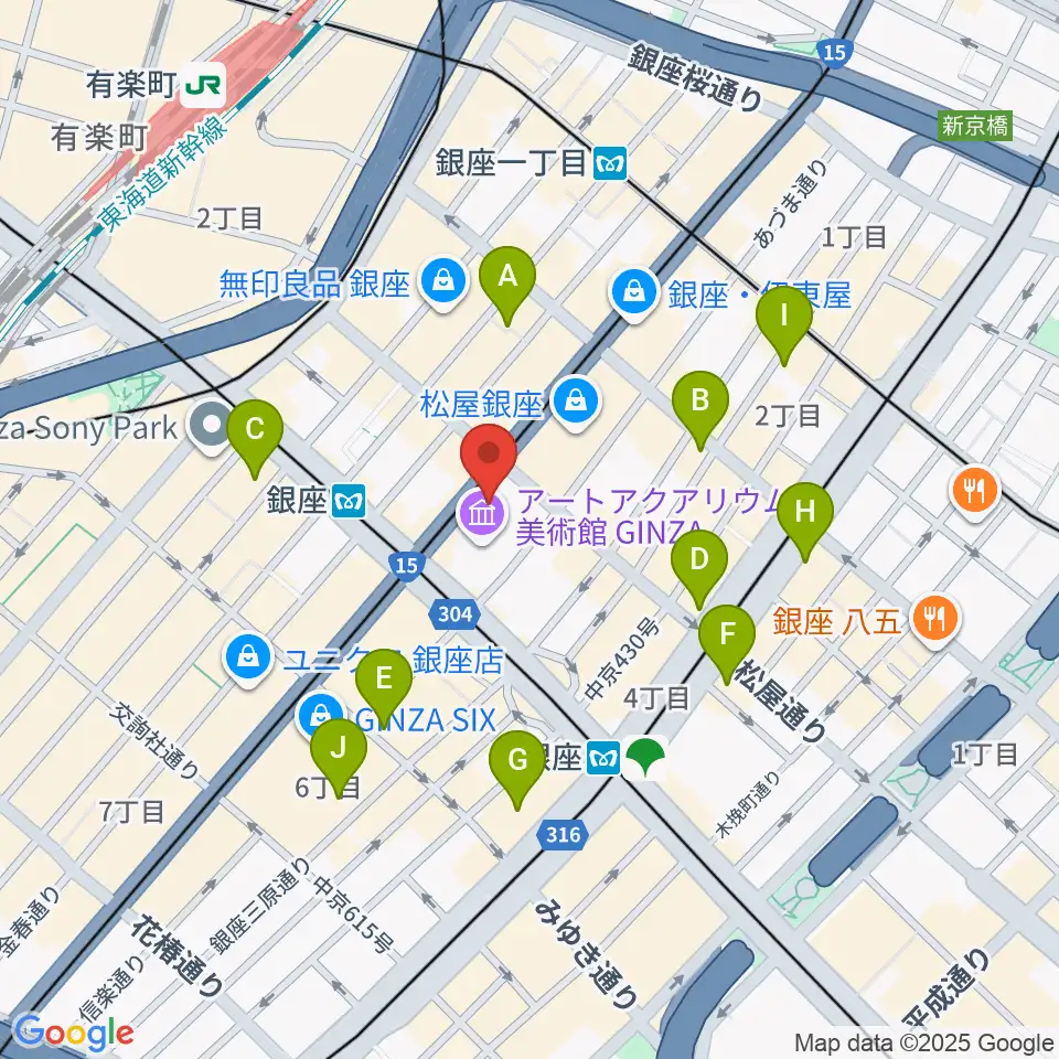 日本弦楽器 銀座店周辺のコンビニエンスストア一覧地図