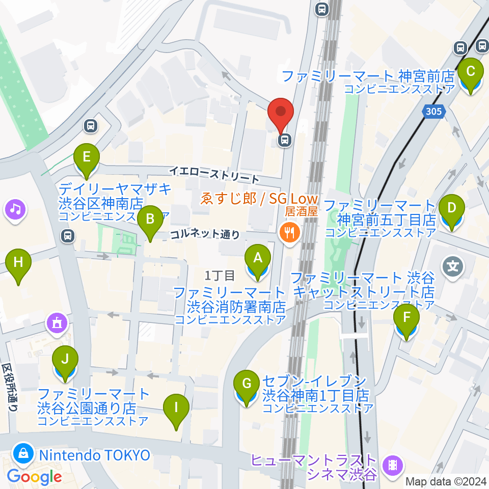 Nancy渋谷周辺のコンビニエンスストア一覧地図