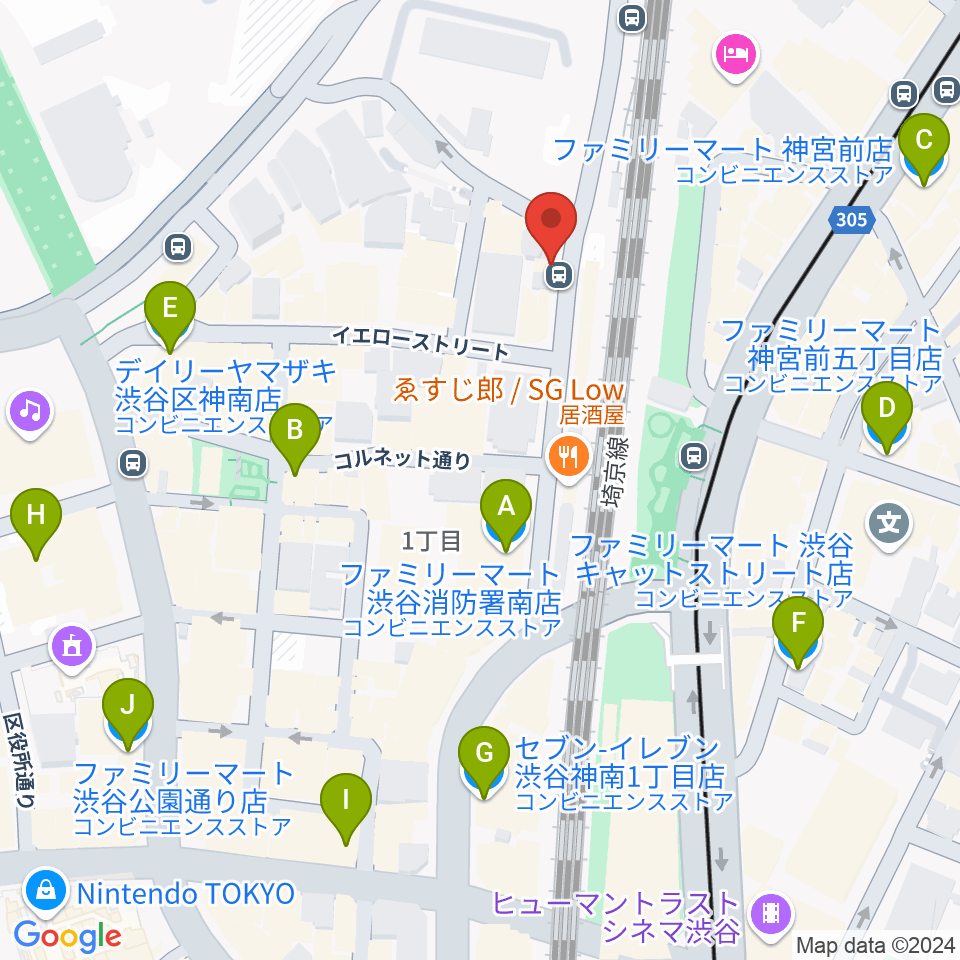 Nancy渋谷周辺のコンビニエンスストア一覧地図