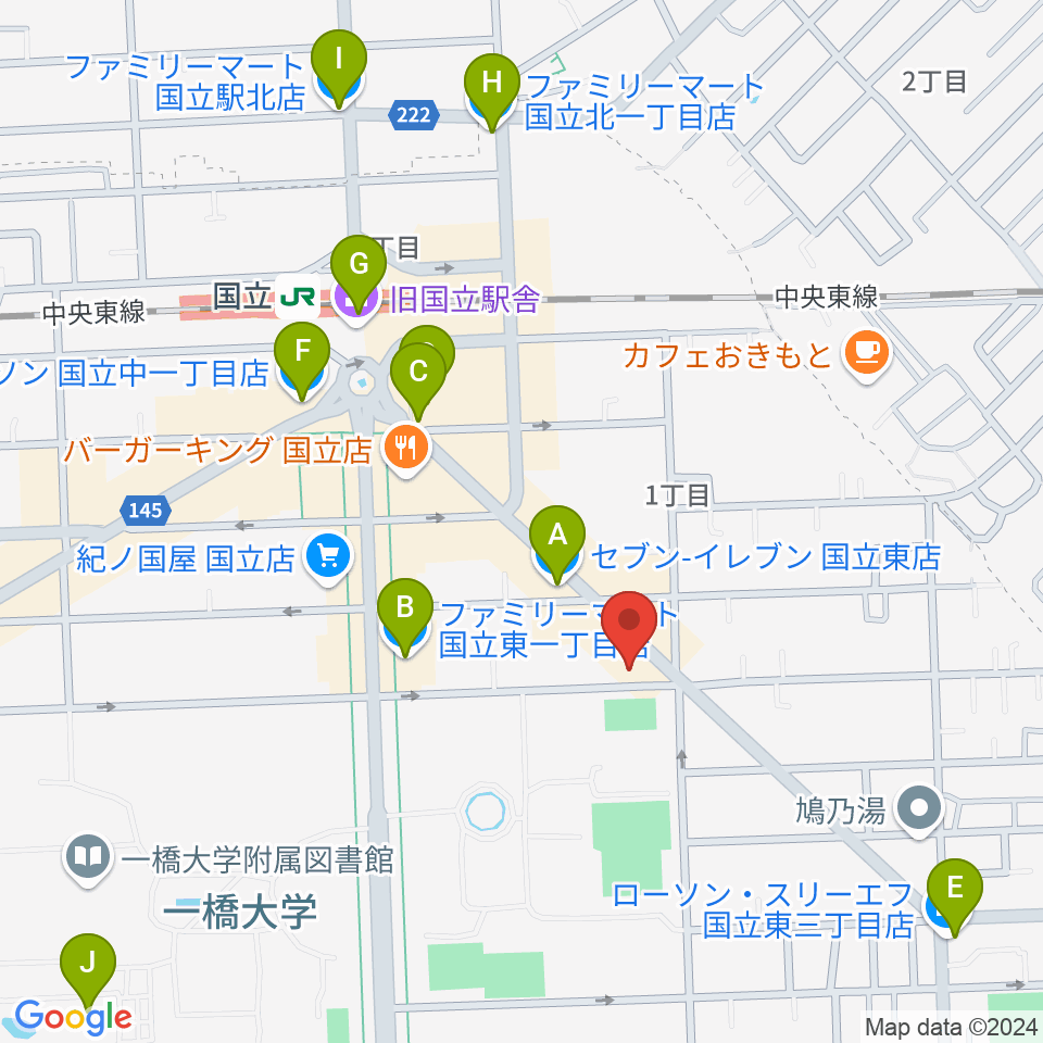 ムサシ楽器周辺のコンビニエンスストア一覧地図