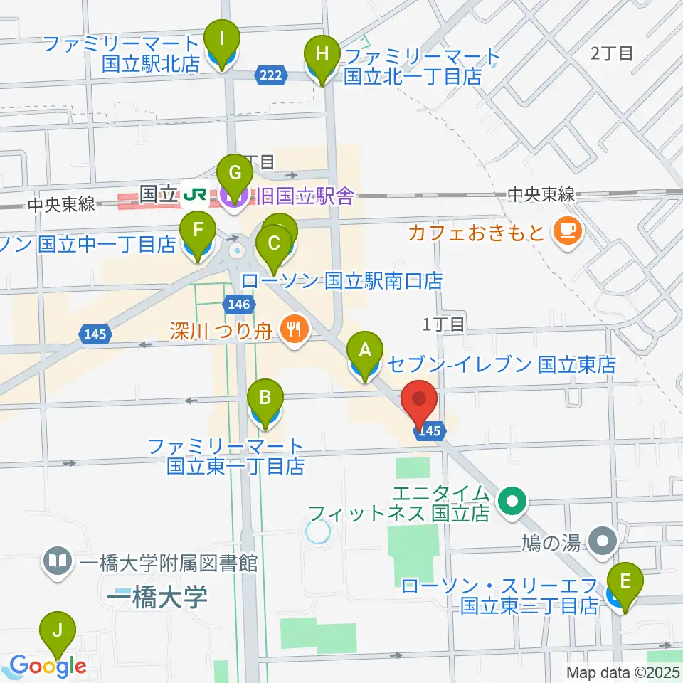 ムサシ楽器周辺のコンビニエンスストア一覧地図