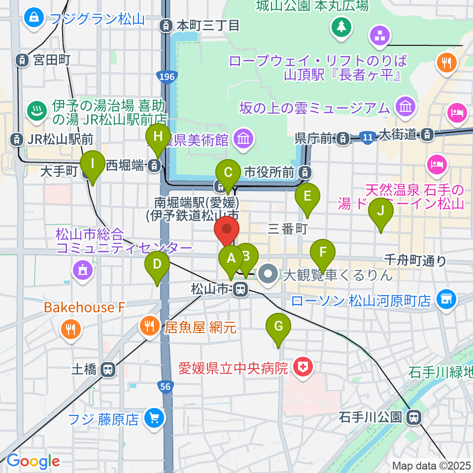 マツヤマ楽器周辺のコンビニエンスストア一覧地図