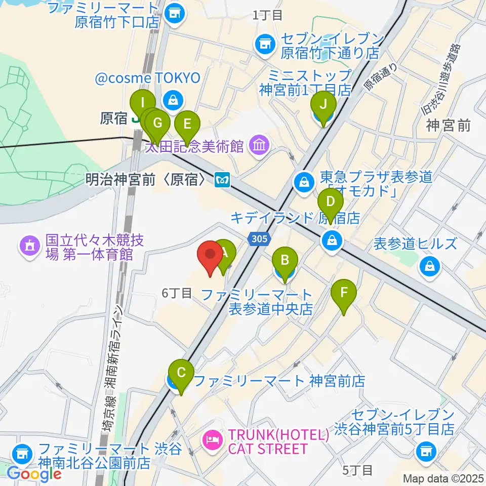 原宿 松下工房周辺のコンビニエンスストア一覧地図
