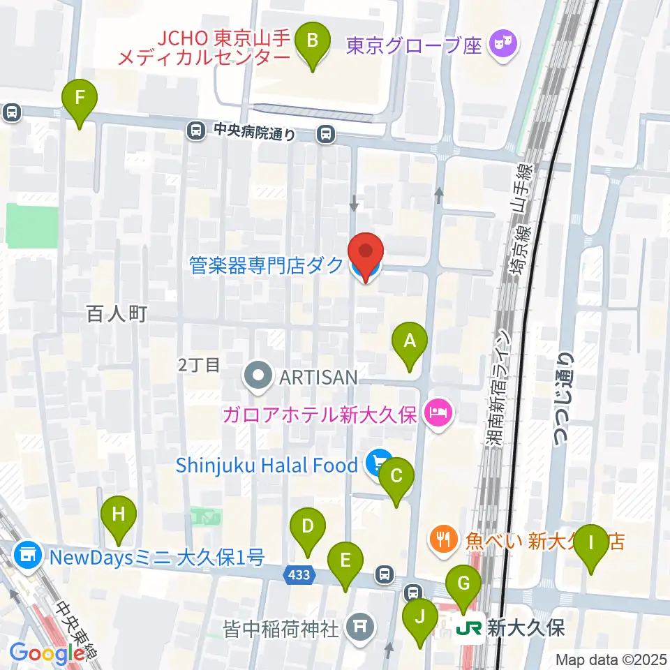 管楽器専門店ダク周辺のコンビニエンスストア一覧地図