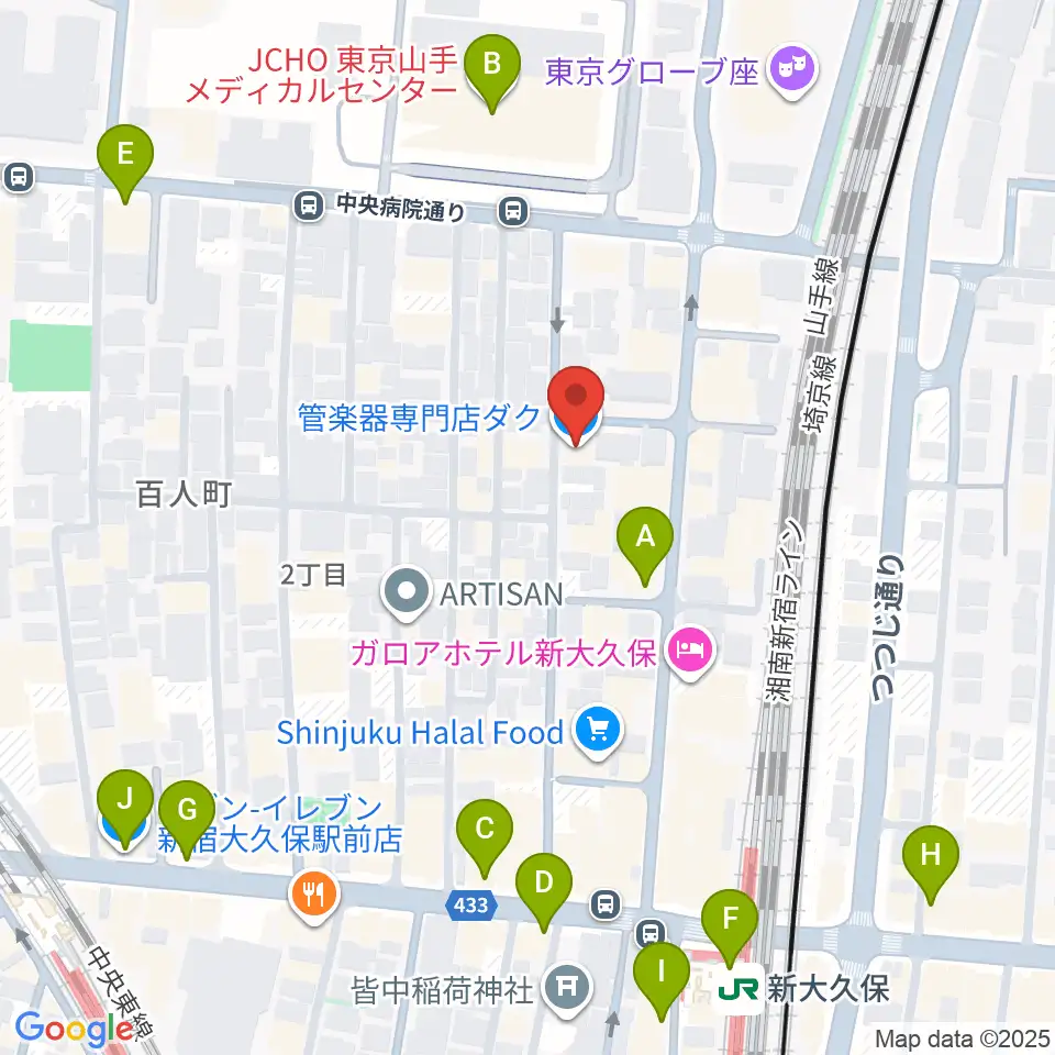 管楽器専門店ダク周辺のコンビニエンスストア一覧地図