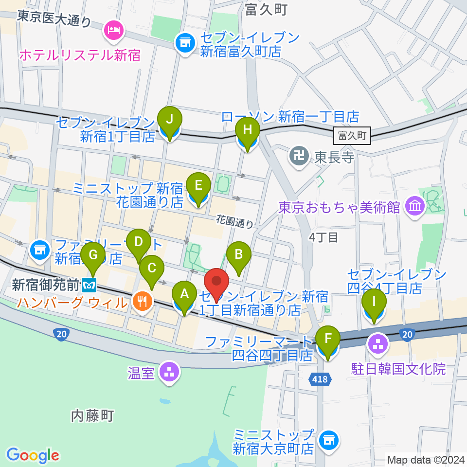 輸入ピアノ.com byカモシタピアノ周辺のコンビニエンスストア一覧地図