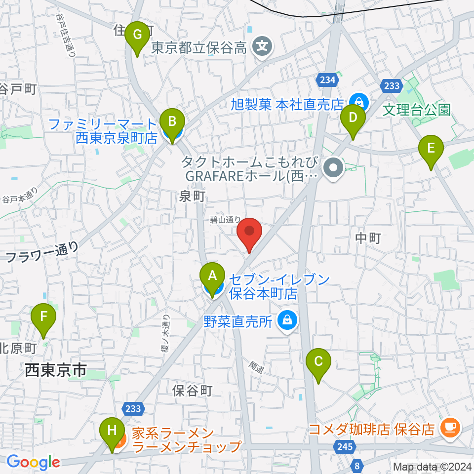 イダ･ギター工房周辺のコンビニエンスストア一覧地図