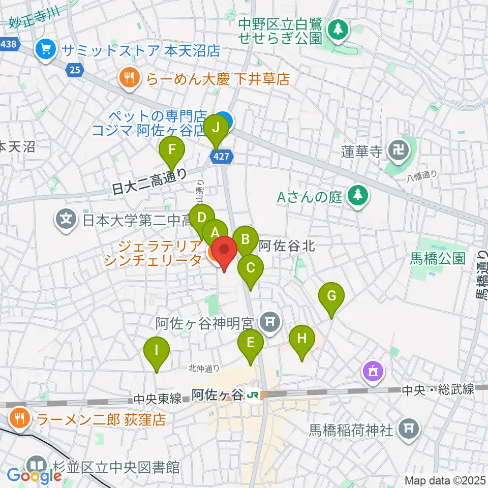 ヒストリークギターズ周辺のコンビニエンスストア一覧地図