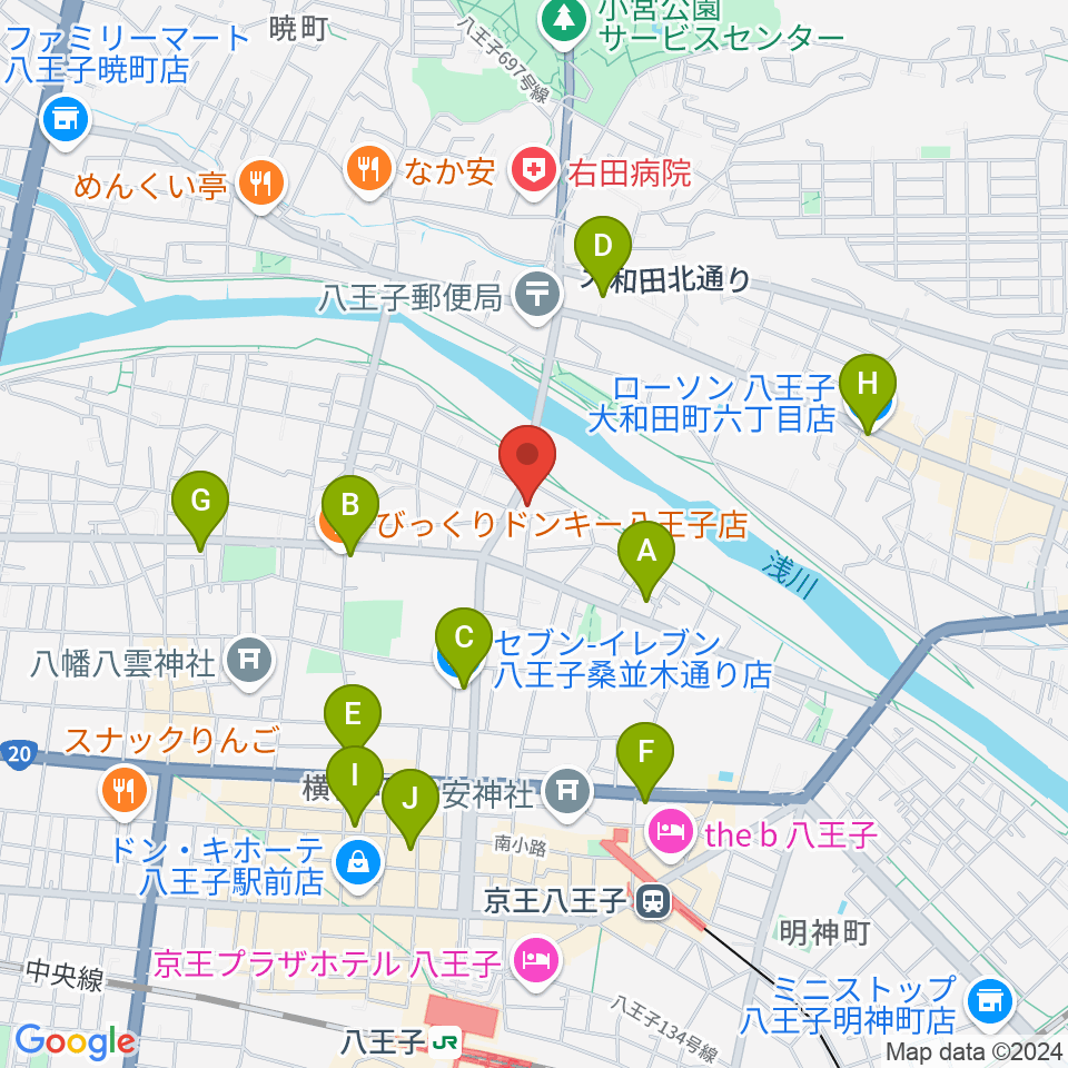 ベヒシュタイン・ジャパン八王子・技術営業センター周辺のコンビニエンスストア一覧地図