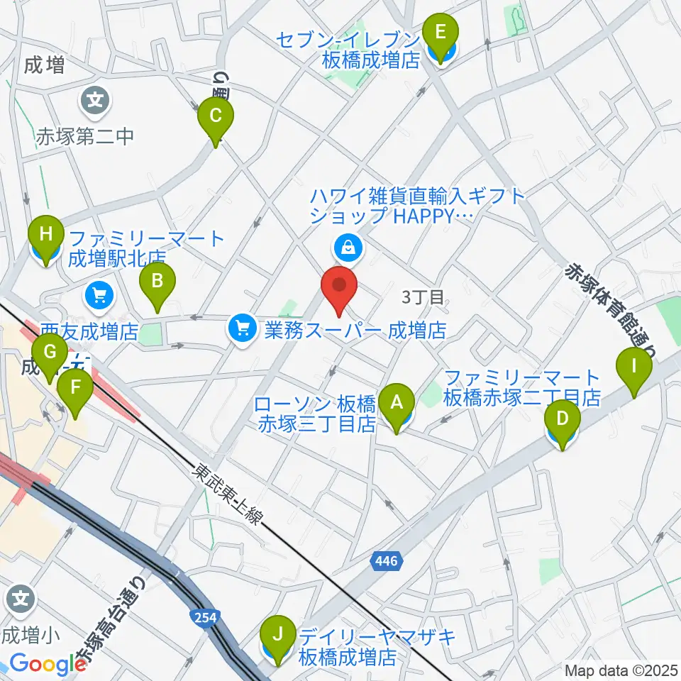 ギターライフ社周辺のコンビニエンスストア一覧地図