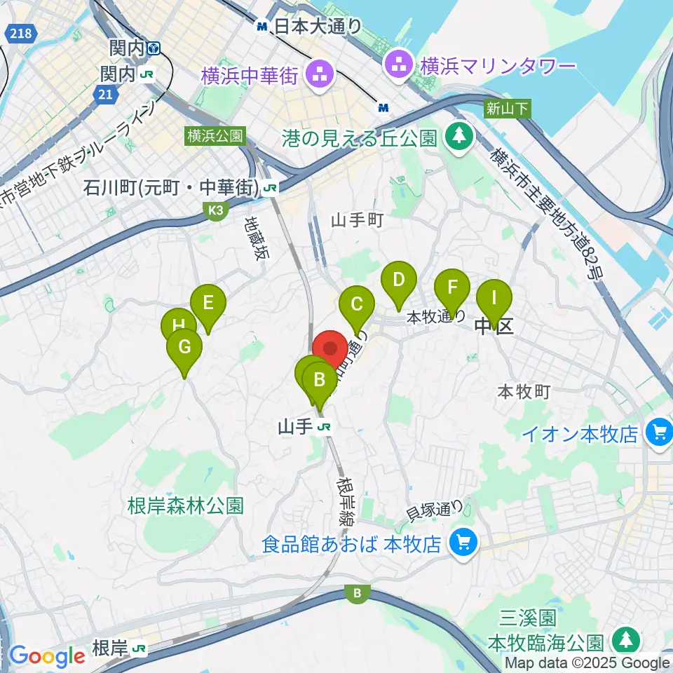 エルモア周辺のコンビニエンスストア一覧地図