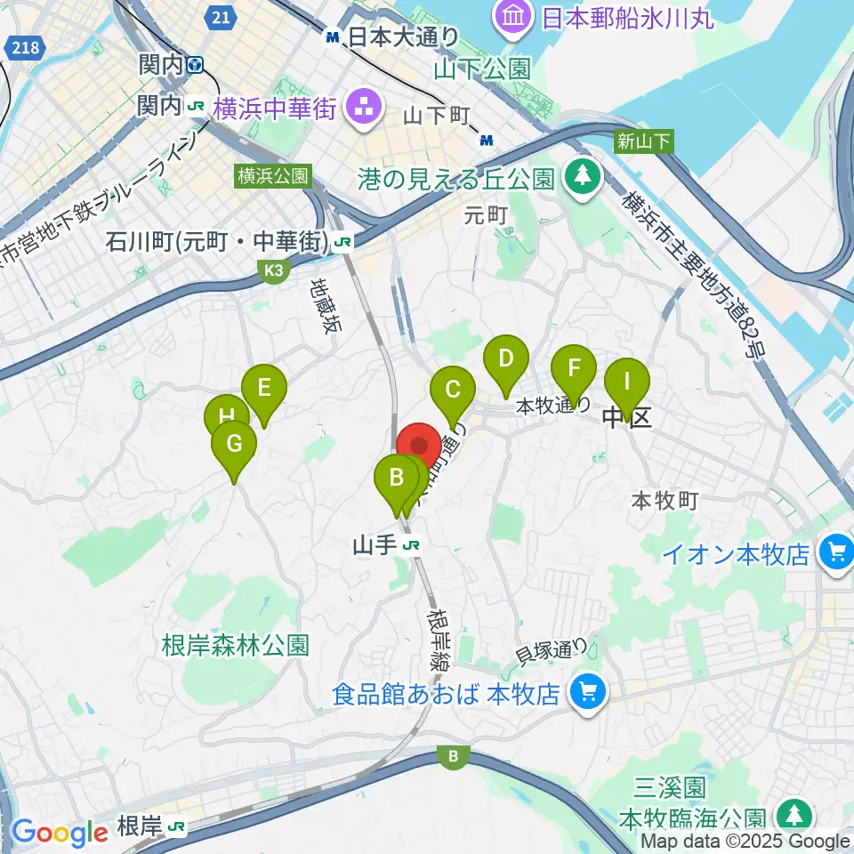 エルモア周辺のコンビニエンスストア一覧地図