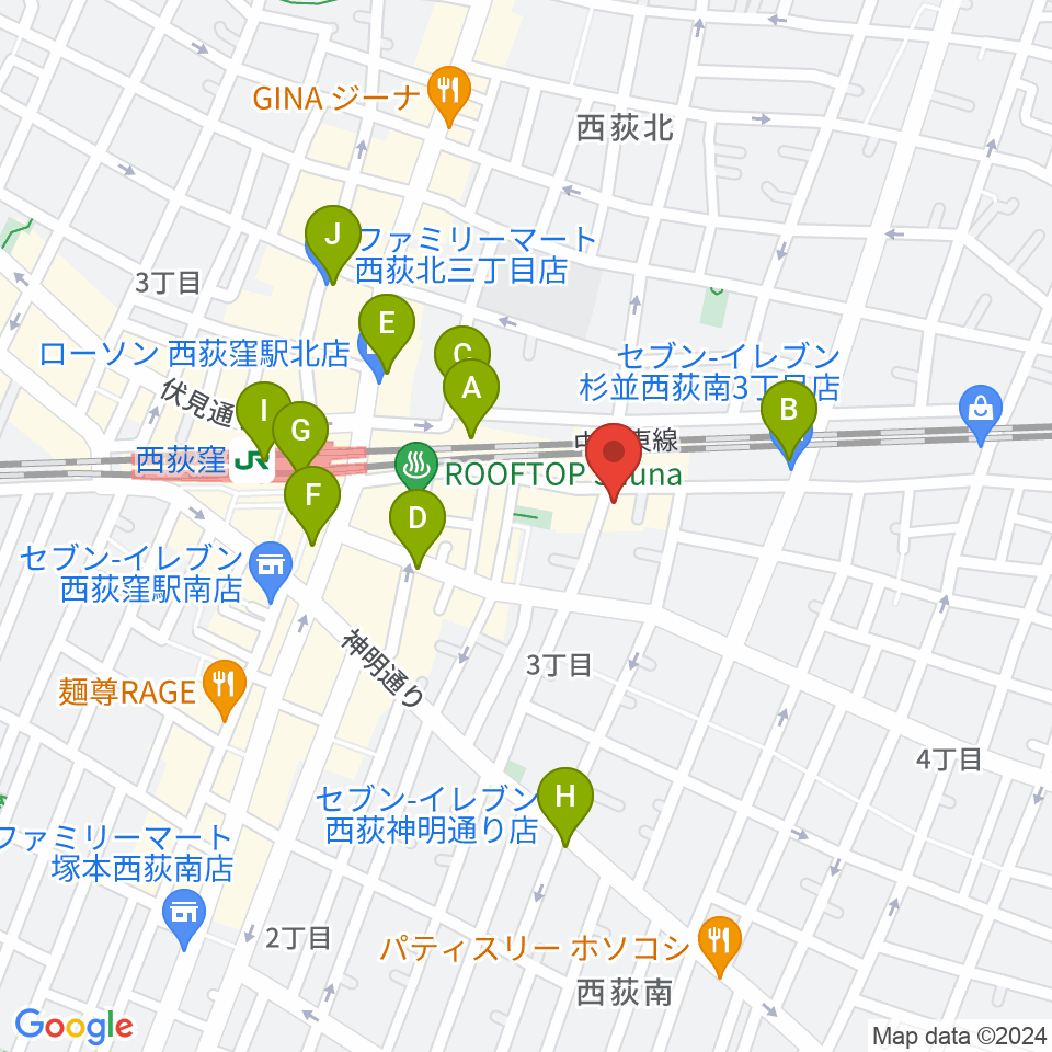 ギターショップG&M周辺のコンビニエンスストア一覧地図