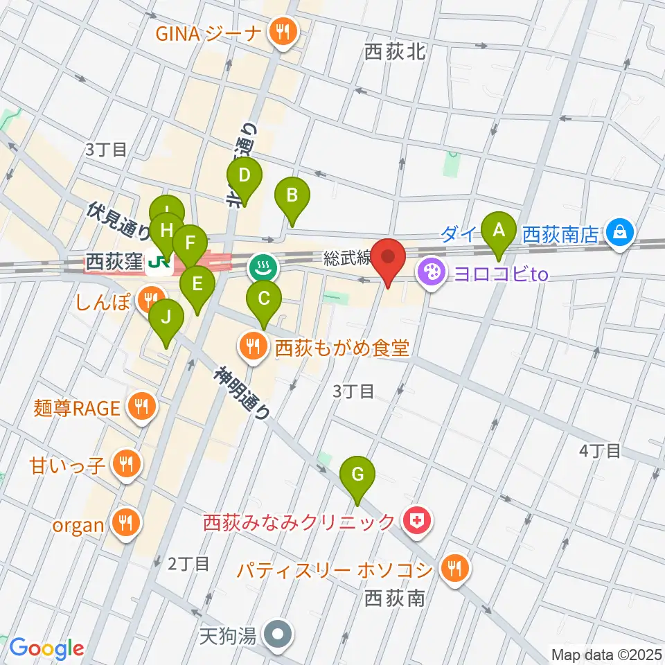 ギターショップG&M周辺のコンビニエンスストア一覧地図