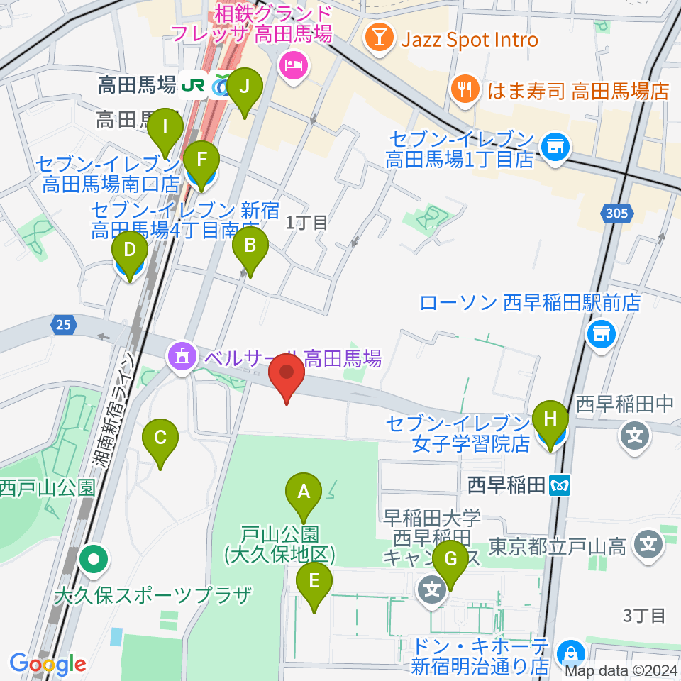 ハセカン ハセガワ管楽器工房周辺のコンビニエンスストア一覧地図