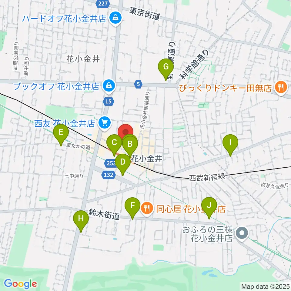 花小金井GUITAR REPAIR周辺のコンビニエンスストア一覧地図