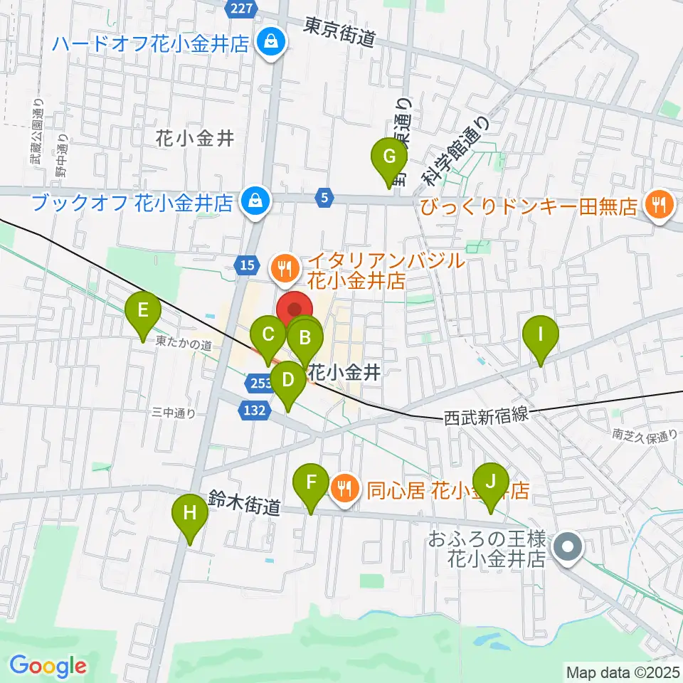 花小金井GUITAR REPAIR周辺のコンビニエンスストア一覧地図