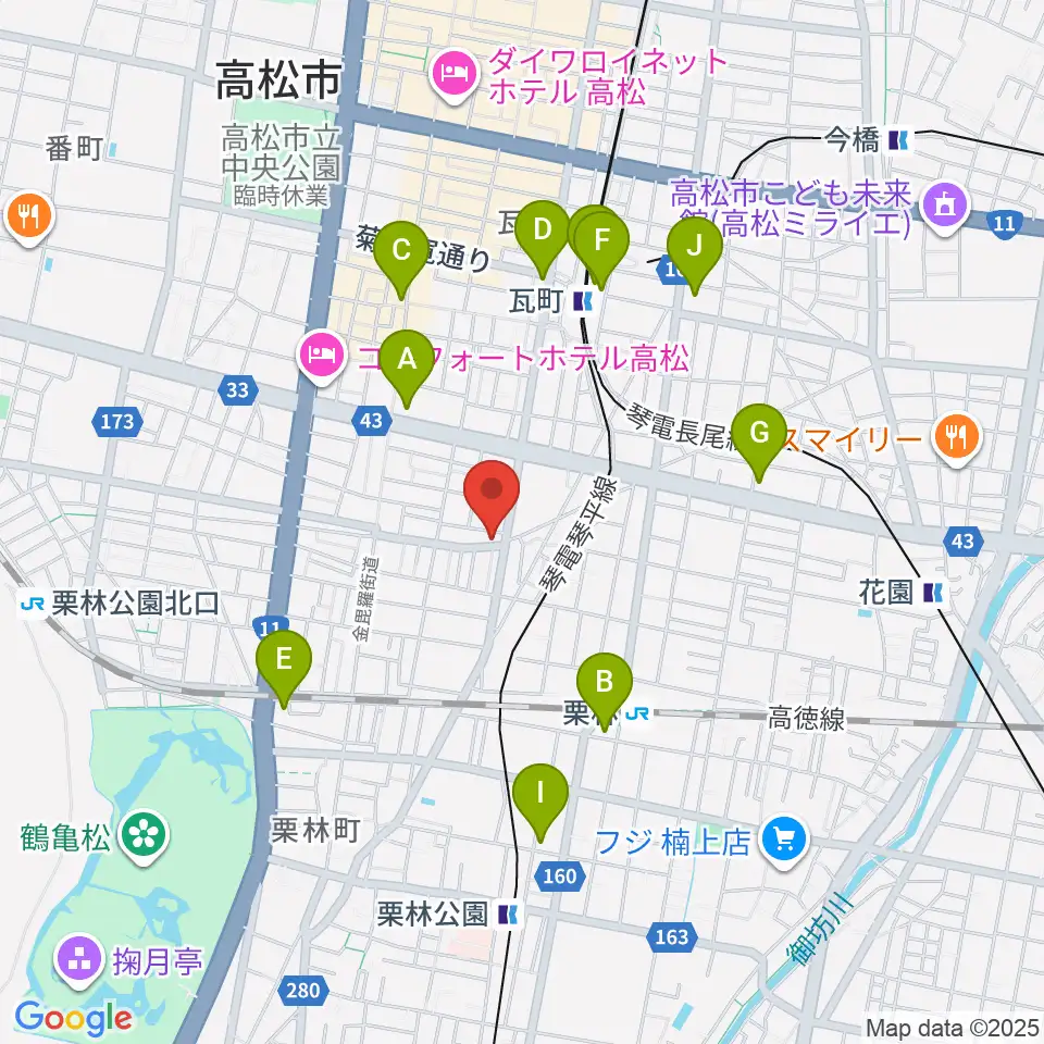 管楽器専門店ミュージカルヒロ周辺のコンビニエンスストア一覧地図