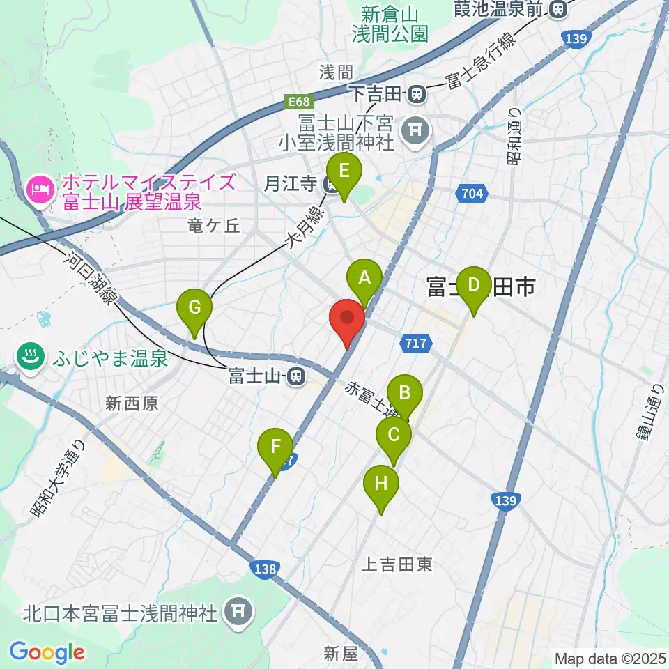 内藤楽器 富士吉田店周辺のコンビニエンスストア一覧地図