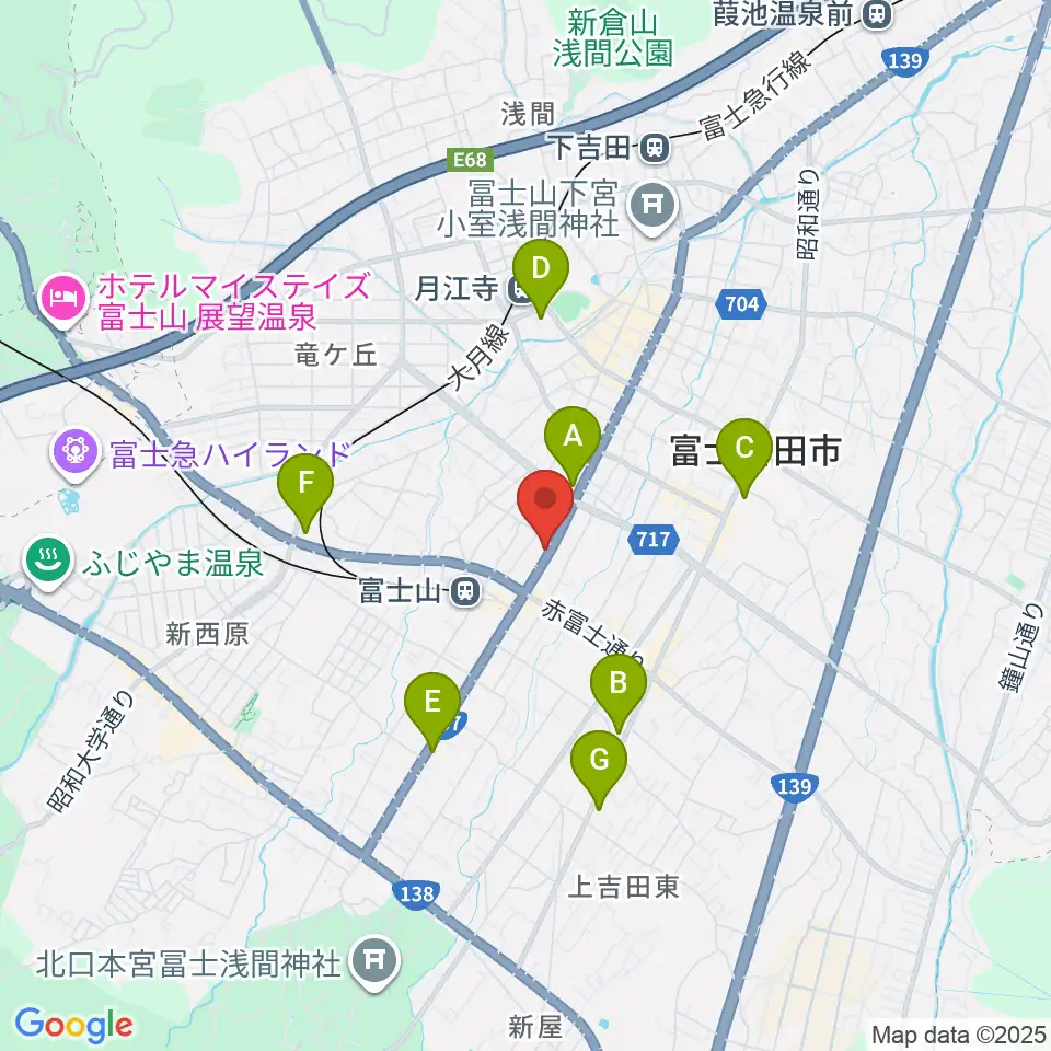 内藤楽器 富士吉田店周辺のコンビニエンスストア一覧地図