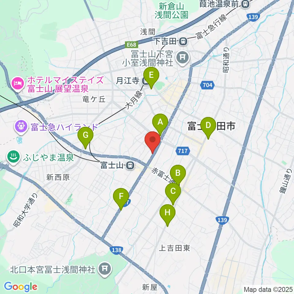 内藤楽器 富士吉田店周辺のコンビニエンスストア一覧地図