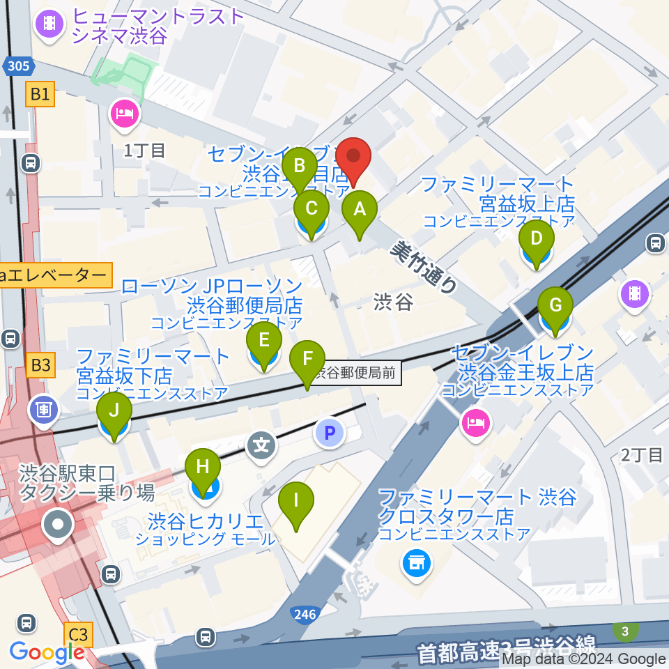 ニコニコギターズ周辺のコンビニエンスストア一覧地図