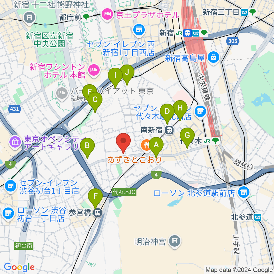 オープンエアースタジオ周辺のコンビニエンスストア一覧地図