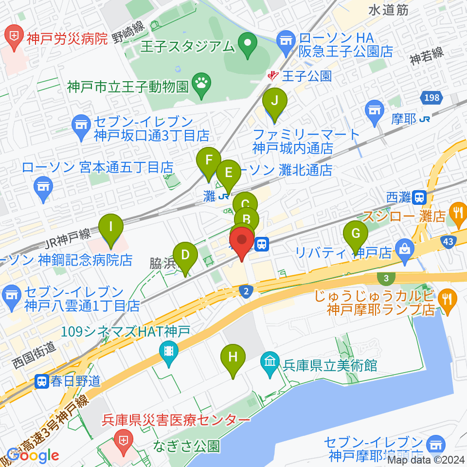 ゼーレ弦楽器工房周辺のコンビニエンスストア一覧地図