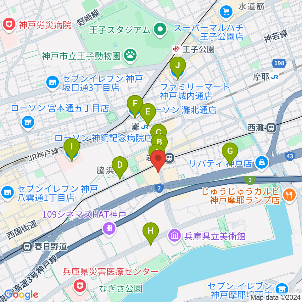 ゼーレ弦楽器工房周辺のコンビニエンスストア一覧地図