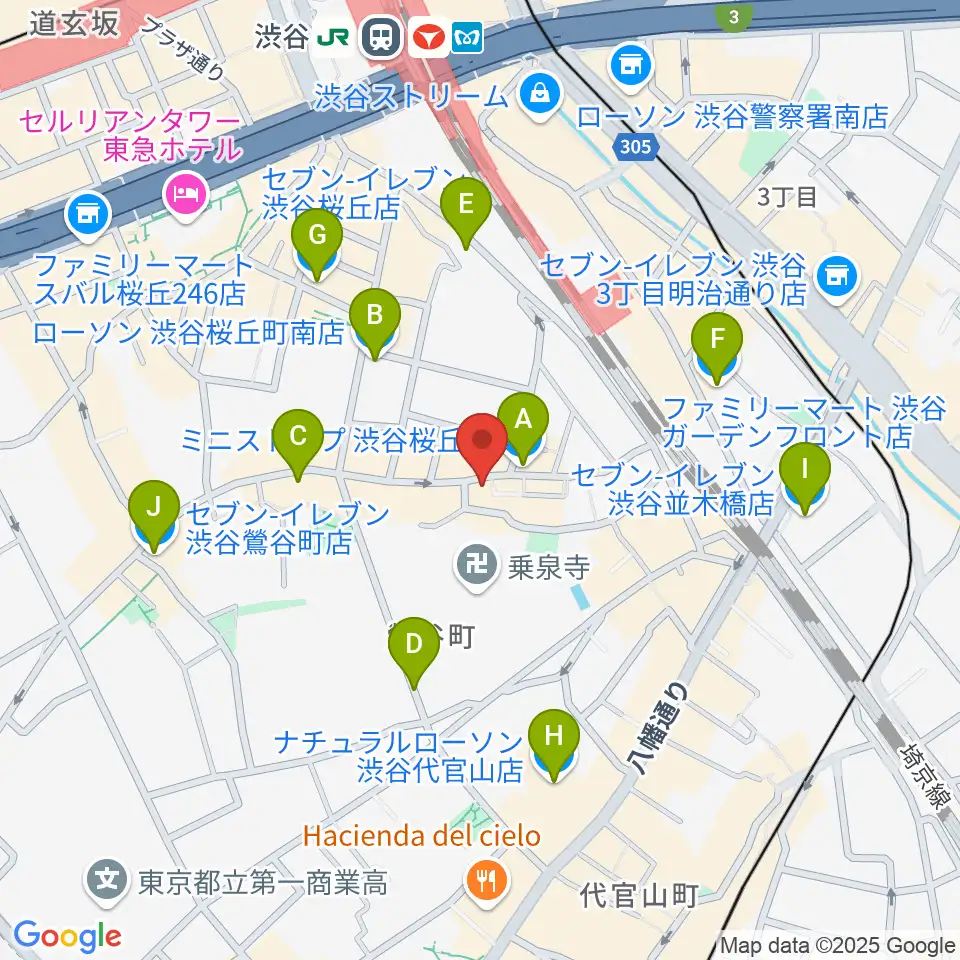 楽器レンタルドットコム周辺のコンビニエンスストア一覧地図