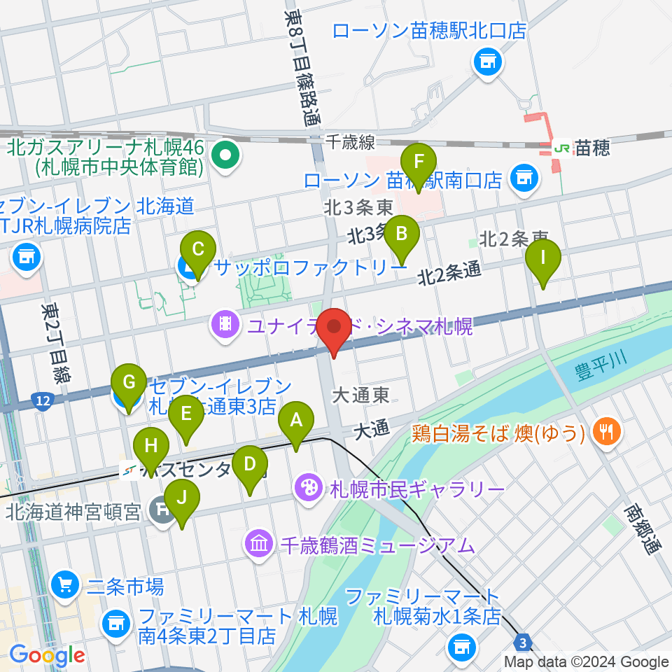 アトリエ・ビー・ウィンド周辺のコンビニエンスストア一覧地図