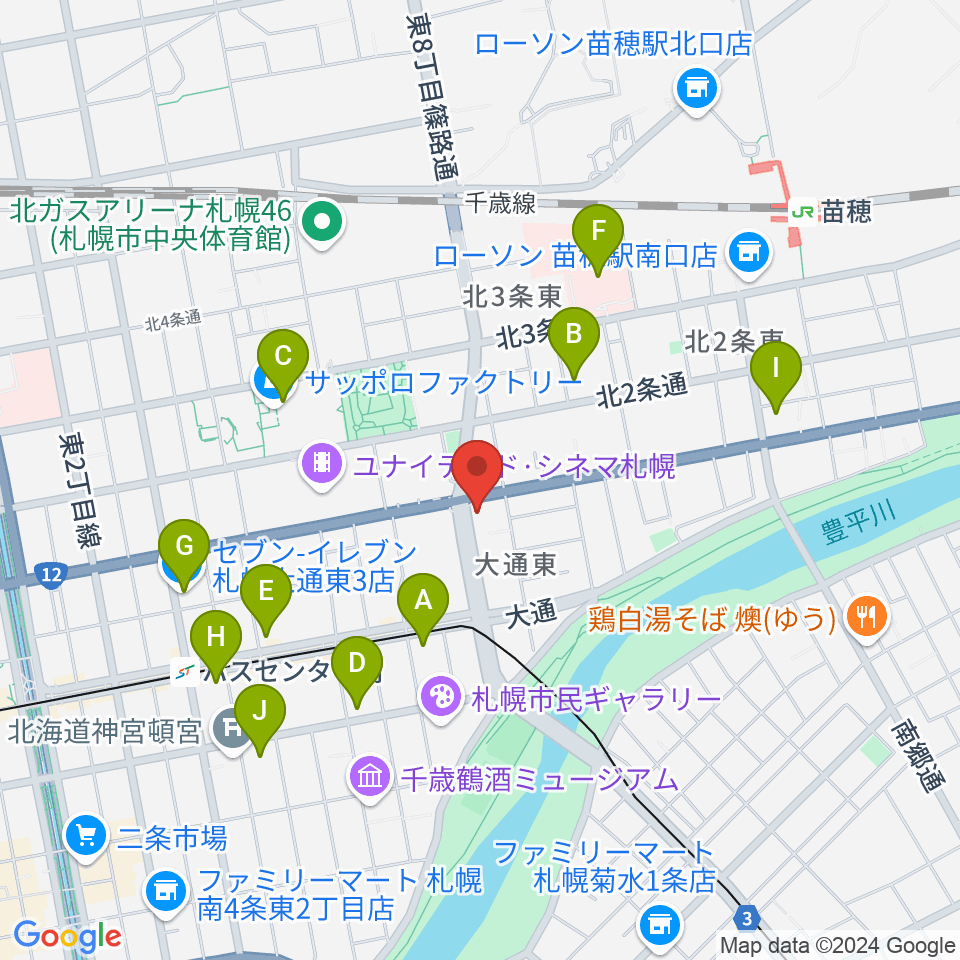 アトリエ・ビー・ウィンド周辺のコンビニエンスストア一覧地図