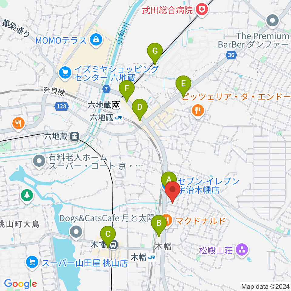 ふたば楽器店周辺のコンビニエンスストア一覧地図