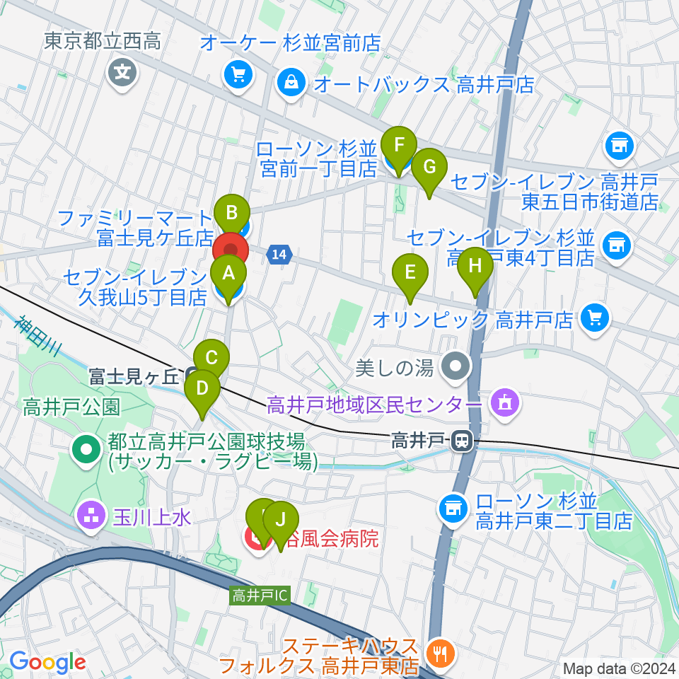 ドラムプロショップ GATEWAY周辺のコンビニエンスストア一覧地図