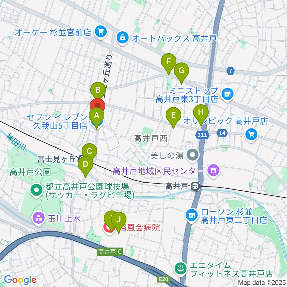 ドラムプロショップ GATEWAY周辺のコンビニエンスストア一覧地図