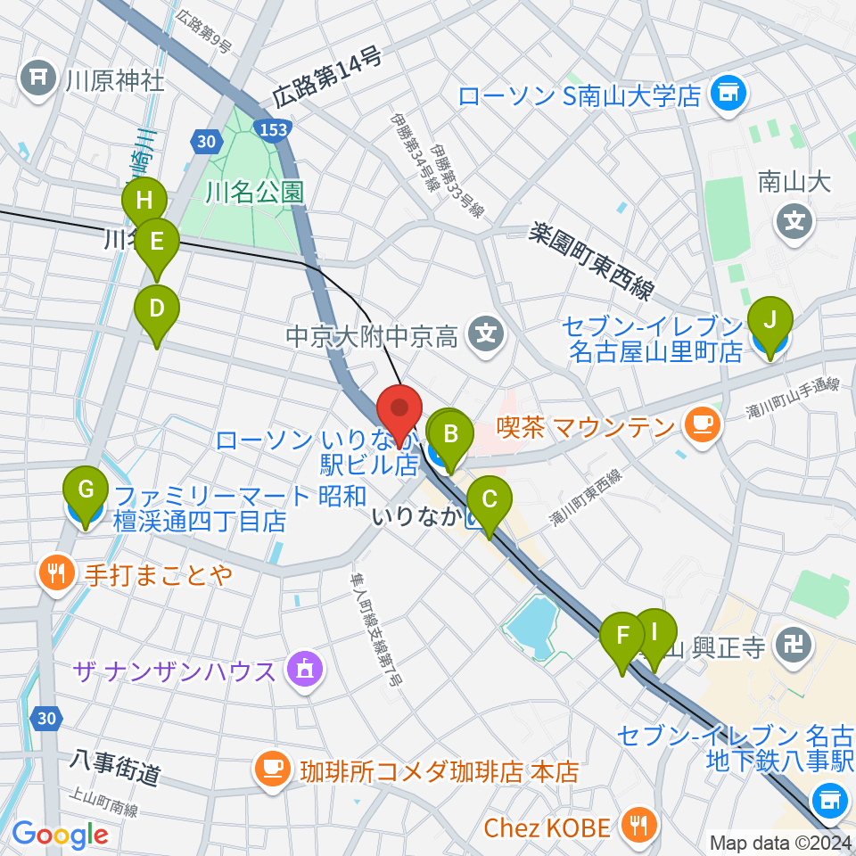 ギターショップTWO TONE周辺のコンビニエンスストア一覧地図