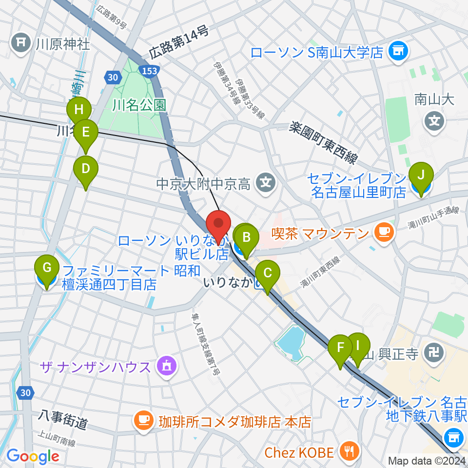 ギターショップTWO TONE周辺のコンビニエンスストア一覧地図