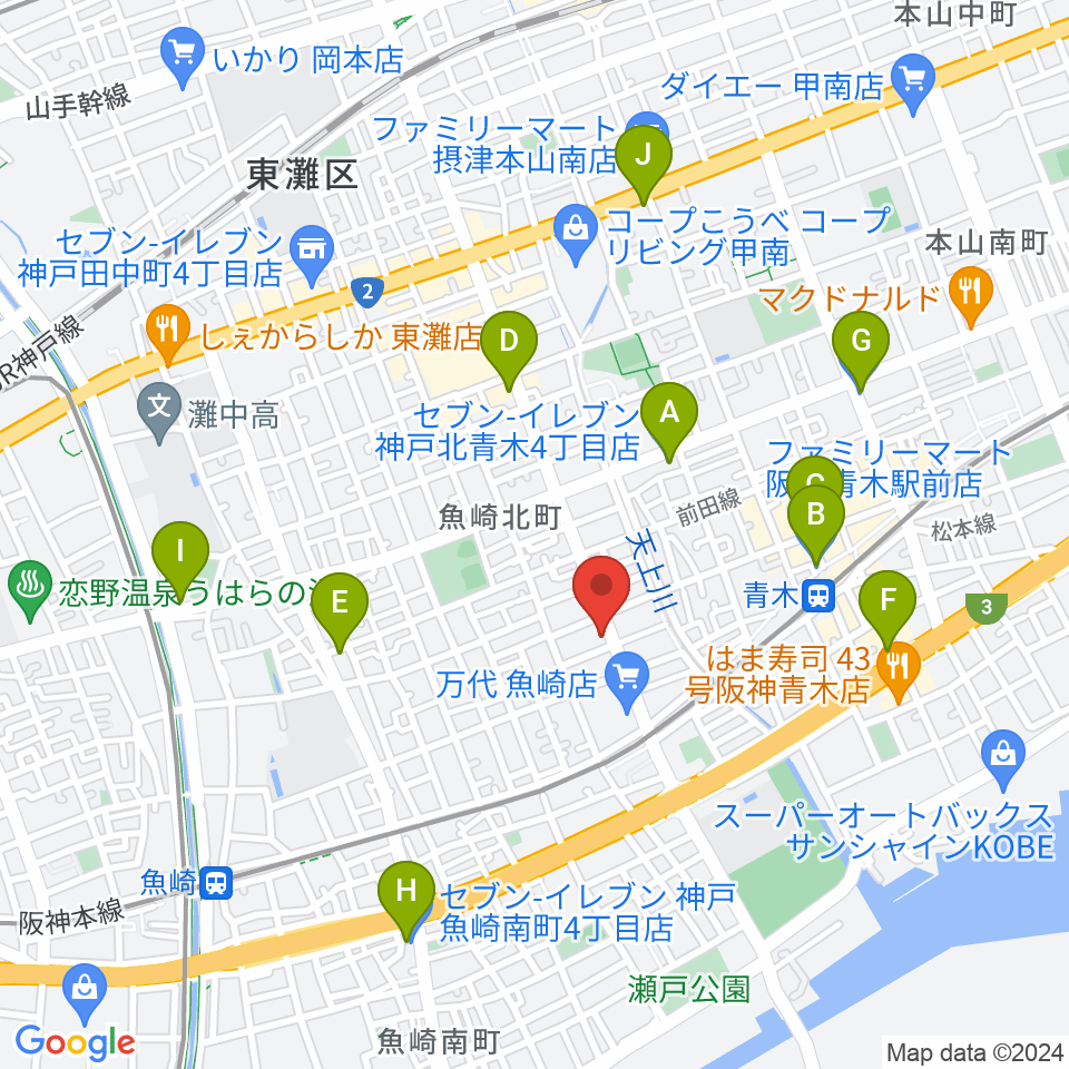 グランド楽器周辺のコンビニエンスストア一覧地図