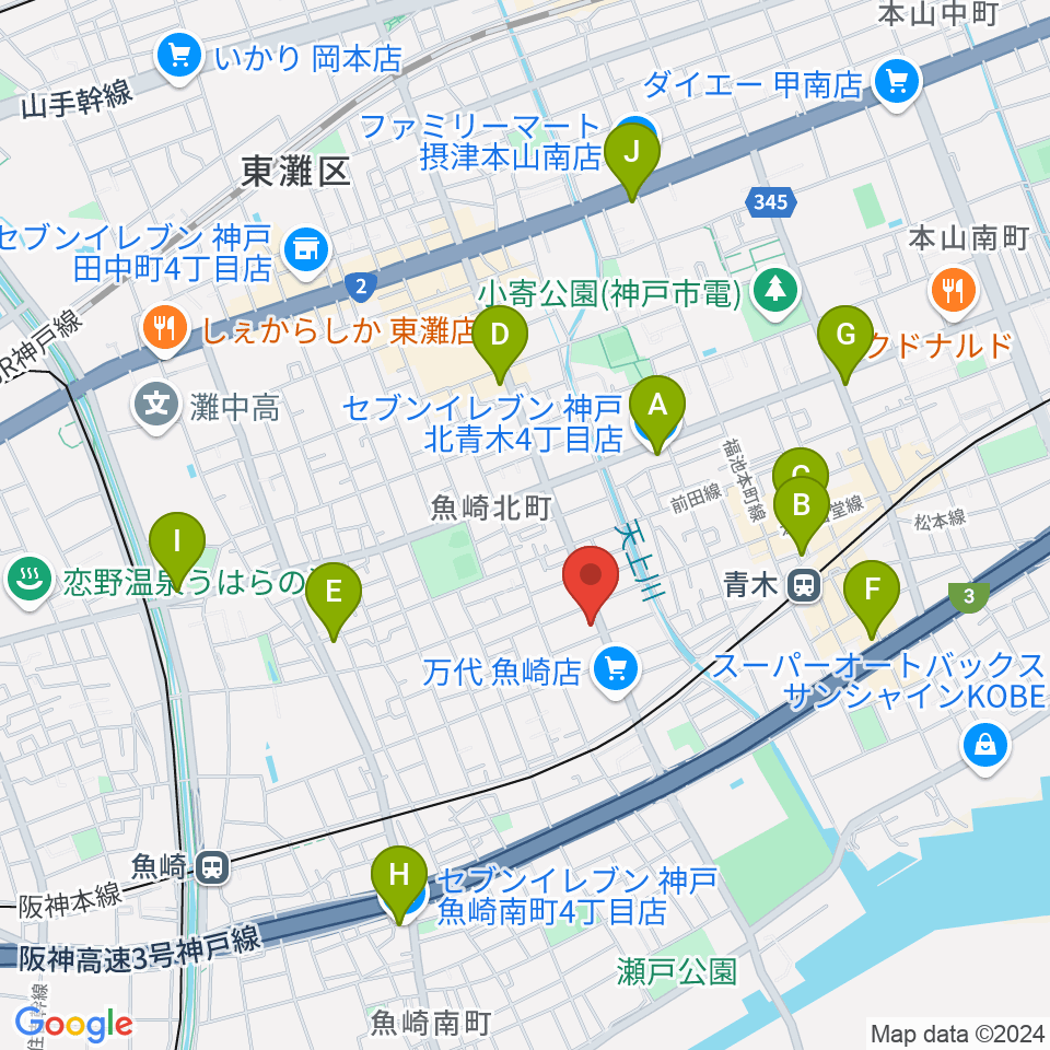 グランド楽器周辺のコンビニエンスストア一覧地図