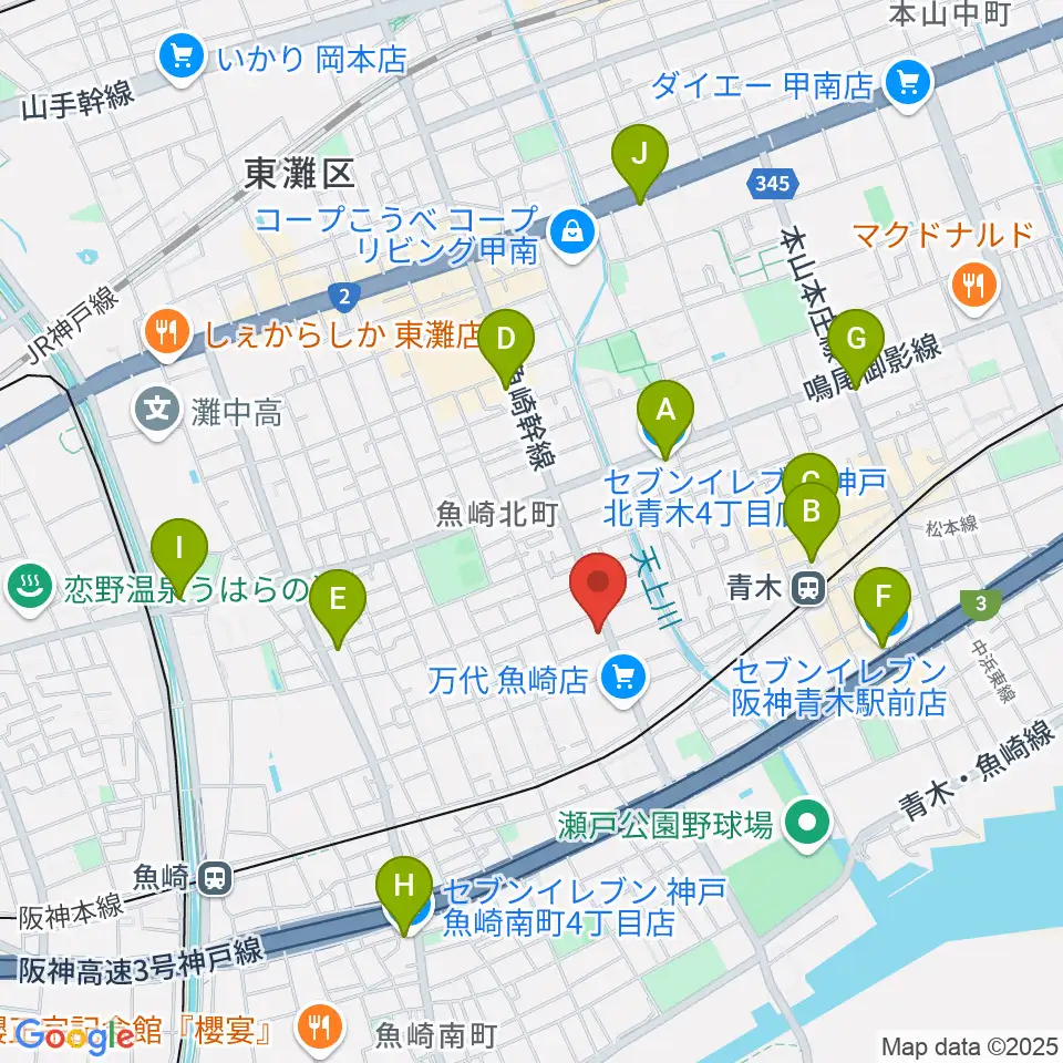 グランド楽器周辺のコンビニエンスストア一覧地図